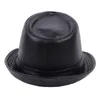 2021 Stap in de herfst en de winter Nieuwe PU-lederen hoed Lichtbord Mode Britse Simple Retro Cap Mens Fedora Hat Mode