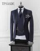 ネイビーブルー男性ブレザービジネス現代男性スーツのズボンスリムフィットのウェディングスーツ男性プロムフォーマルジャケットタキシードコスチュームHomme X0909