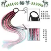 Synthetic Hair Extensions colorful Tricolor Rope Rubber Bands Braides Wig Ponytail Hair Ring 22 Inch Twist Braid Rope Hair Braider