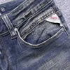 Ly Vintage Fashion Men Jeans Retro Mörkblå Elastisk Slim Fit Ripped Distribed Designer Stretch Casual Denim Byxor NKCY