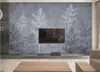 Papel de parede personalizado papel de parede 3d papéis de parede pintados à mão estilo europeu estilo preto e branco Árvore mural fundo papéis de parede pintura decoração