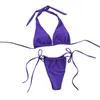 Costumi da bagno da donna Donna Sexy Estate Solido Stile semplice Costumi da bagno Trianlge Reggiseno incrociato Laccio laterale Perizoma 2 pezzi Bikini da spiaggia 2021