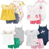 Infantil Baby Girl Roupas Set verão Macio algodão nascido tops + bodysuits + shorts 3 pcs ternos bebê ropa de bebe 210816