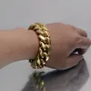 22 mm übertriebene Superweite Männer Kubanische Linkkette Jewlery Set Hip Hop Edelstahl Halskette Halskette Armband 18K Gold plattiert 16q9031560