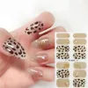 Etiketler Çıkartmaları 1 adet Seksi Leopar Nail Art Sticker 3D Rhinestones Ile Büyüleyici Glitter Tam Kapsama Sarar DIY Kaymak Manikür Dekorasyon