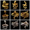 100pcs lot Exaggerated Antique Punk Style Animal Snake Ring Gold Silver Black Mix Hip hop Rock Fashion Ring Party Jewelry Unisex260l