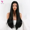 180% Density 26 Inches Lace Front Wig Natural Brown Straight Wavy Heat Resistant Synthetic Hair Costume Pink Wigs Body Wave Colors Synthetics