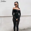 Nibber body sexy bodysuit seethrough mesh longsleeve twopiece set summer slash neck high waist leggings bar carnival outfit T200603