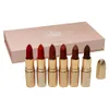 6 teile/satz dropship Make-Up Matte Set Box Weihnachtsgeschenk sehen Sheer Ruby Woo Chili roten Lippenstift