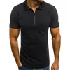 Herren T-Shirts 2022 Herren T-Shirt Umlegekragen Reißverschluss Tops Casual Slim Kurzarm Taschen T-Shirt für Männer Basic