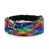 Schattige glans kinderen tulband meisjes katoen hoofdband elastische haarbanden kinderen dubbelzijdige flip kleur pailletten hoofd wraps haaraccessoires 0460