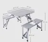 Picnic table for 4 people Outdoor Garden Sets camping folding tables and chair Aluminium alloy couplet tableEasy to carry barbecue