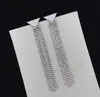 Designer Lange Tassel Dangle Vol Strass Drop voor Vrouwen Charm Grote Kristallen Oorbellen Driehoek Brief Oorbellen Mode-sieraden A226G