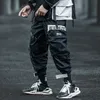 Techwear Patchwork 큰 주머니 리본 리본 힙합화물 바지 Streetwear 남자 블랙 조깅하는 전술 캐주얼 전술 남성 바지