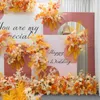花輪装飾花の花輪オレンジイエローシリーズウェディングフローラルアレンジメント人工花の列テーブルTステージ背景コーナーB