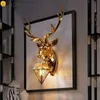 Современная смола Анлер настенный светильник Nordic настенный светильник ретро олень гостиная спальня прикроватная лампа стен