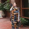 Women's Fur & Faux 2021 Raccoon Vest Women In The Long Section Of Round Neck Colorful Jacket