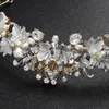 Handgjorda kristallbröllop hårtillbehör strass tiara brud pannband kronor huvudstycke klara pärlor för kvällsfest326c