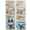 Nayooton Dames Shiny Sequin Triangle Bikini Set Sexy String Beachwear Cross High Neck Halter Badpak Lage Taille Badpak 210305