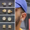 Moda Zircon Hip Hop Hop Gold Square Stud Brinco para Homem Mulheres Brincos Coreanos Prata Cor