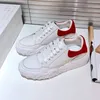 White thick soled casual shoes women's high quality lace up leather sneakers designer coach casual sandshoes Color stitching