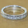 Choucong Mode Cirkel Ring Witgoud Gevuld 3 Rijen Diamond Engagement Wedding Band Ringen voor Dames Bruids Vinger Sieraden