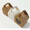 20pcs/lot Large Kraft Paper Gift Box With Handle Wedding Birthday White Cardboard Cake Box Black Cupcake Box For Packagi jllxSg