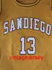 13ジョンソンサンディエゴカレッジバスケットボールジャージの刺繍縫い付けられたパーソナライズされたカスタム任意のサイズ名