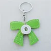 Pu Leather Bowknot Keyrings Girl Jewelry 18mm Snap Button Keychain Socket For Women 12 Pieces / Lot Assorted Colors