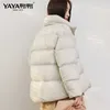 Yaya Winter Duck Down Jacket Mulheres Ultra Light Coat Casual Loose Stand-up Collar Roupas À Prova D 'Água Windproof Warmwear Quente 211008