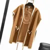 Women's Cape BUBBEEY Bovenkleding Jassen herfst en winter hooded mouwloze gebreide tops Fashion design all-match casual losse mantel sjaal Designer Apparel