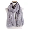 FOXMOTHER Autumn And Winter Pink Navy Star Print Scarf Women Foil Sliver Hijab Scarves Glitter Galaxy Shawl Wrap Ladies 2019