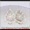 Trendy Cut Out Morocco Dangle Chandelier Filigree Two Tone Frame Statement Drop Earrings For Women Earrings J0Lvd Vcrzp