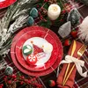 2021 Vewep 30/60-piece Seramik Porselen Noel Ağacı Desen Hediye Sofra Yemek Yemek Yemeği Set Kupası Daire Tatlı Çorba Yemek Tabağı Seti