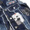 2021 New Casual Ricamo Skull Gilet di jeans da uomo Giacche senza maniche Fashion Patch Design Punk Rock Style Strappato Cowboy Sfilacciato Tanks
