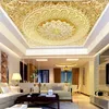 Papier peint mural de plafond personnalisé 3D Stéréo Golden Diamond Fleur Fresque Salon El Salle à manger 3D Papiers muraux de luxe 210722