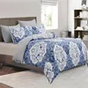 Bettwäsche-Sets Oentyo Elegantes Bettbezug-Set für Zuhause, blaue Tagesdecke auf dem Bett, doppelseitige Gothic-Steppdecke, Euro-Leinenbezüge, luxuriös