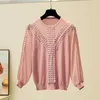 Vrouwen kant shirt knitwear casual gebreide blouse lente herfst mode losse lantaarn lange mouw dames tops blusas 11729 210528