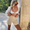 Blouse Women Corset top Puff Sleeves Casual Fashion Chic Lady Elegant Crop top Women blouses femme 210709