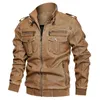 Chaqueta de cuero para hombre de otoño e invierno, abrigo de piel sintética Vintage para motocicleta, chaqueta Bomber de L-6XL de talla grande a la moda para hombre