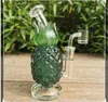 Blue Pink Green hookahs Bongs Beaker Base Coil Spiral Perc Straight Tube Thick Glass Dab Rigs Colorful pineapple shape