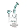 Haisah 8.8 cali Różowy Niebieski Recykler Dab Rigs Grube Szklane Bongi Wody Palenie Rury Małe Bong 14mm Staw