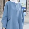 Dameswol Blends Fashion Cloak Coat 2022 AUutmn Korte Elegante Trench Coats Dames Zwart Overjas met sjaal Abrigos Mujer 2029 Bery22