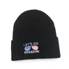 Let's Go Brandon Black Knitted Hat Winter Warm Letters Embroidery Crochet Hats Outdoor Sports Ski Cycling Unisex Beanie Skull Caps RRE1