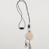 Wholesale personalized silicone bead pencil necklace blank disc tassel pendant chain multicolor optional