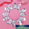 12st Glitter Bowknots Julgran Ornaments Hängsmycke Xmas Hängande Inredning Smycken Semesterhus Party Supplies (Silver) Fabrikspris Expert Design Kvalitet
