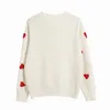 Vår broderi hjärta kvinnor tröja o-neck kawaii mode pullover lös jumper långärmad stickad kvinna Kvinna c-257 210918