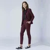 Bourgogne Dames Pantalon Costumes Femmes Costumes d'affaires Blazer Veste + Pantalon Formel Bureau Uniforme Style Femme Pantalon PantSuit 211116