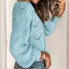 2021 Wiosna Jesień Kobiety Hollow Loose Sweter Knitwear Moda Ladies Casual Street Elegancki Ol Stroje Wierzchołki Odzież Y1110