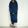 Femmes Casual Loose Long Hoodies Sweat Survêtement Veste Tunique Manteau Robe 201031